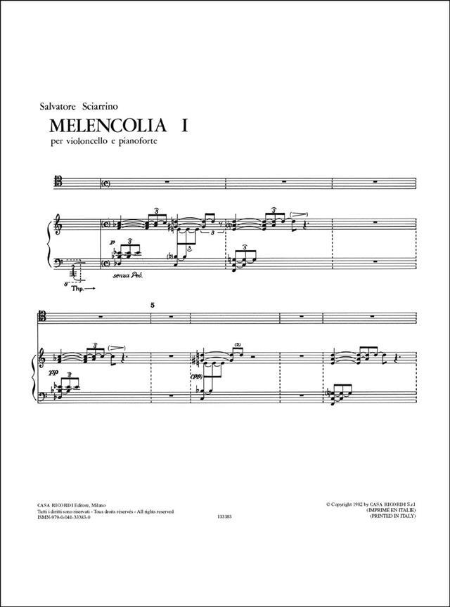 Melencolia I - Per Violoncello E Pianoforte - violoncello a klavír